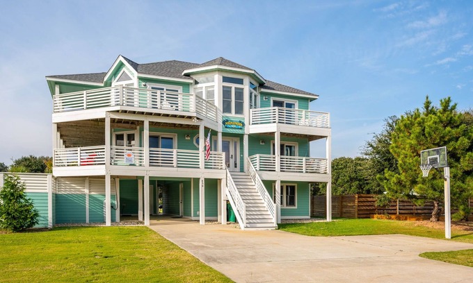 Monteray Shores House | Harmankaya by Luxstayusa: Renovated Luxury in Corolla w/Pool, Views & Game Room