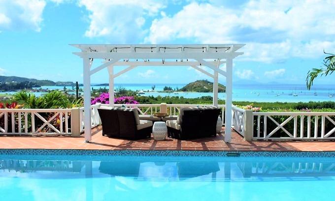 Jennings Villa | HOLIDAY DISCOUNTS! PANORAMIC SEA VIEWS! LUXURY, POOL, OVERLOOKS JOLLY HARBOUR.