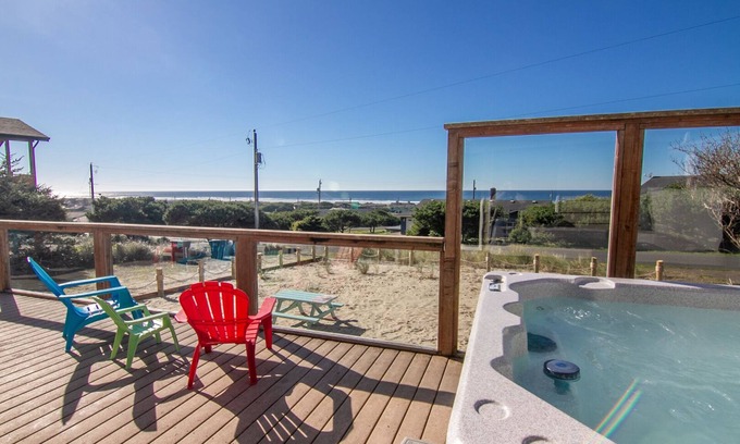 Bayshore House | Hot Tub! Ocean Views and Short Walk to Sandy Beach! Game Room!