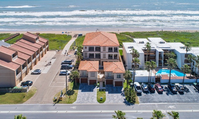 South Padre Island House | Huge Oceanfront Townhouse with Private Pool & Hot Tub, Sleeps 20! Dog-Friendly!
