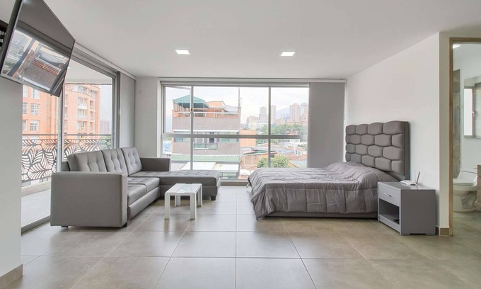 Medellin Apartment | Huge Studio with Terrace on the 4th Floor with city view
