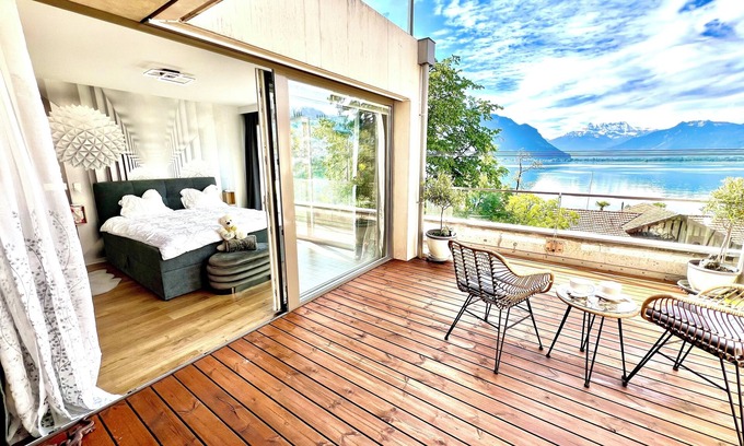 Montreux Apartment | Ideal Lakeside Retreat: 2-bedroom Spa ap. With Lake View, Centre, Sleeps 1-4