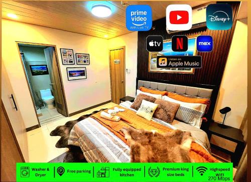 Barangay 76 Apartment | Keyless Entry Executive 2BR with King Bed, Jacuzzi Pool, Live TV & HBO Max, Fast WiFi, Free Parking Near MOA
