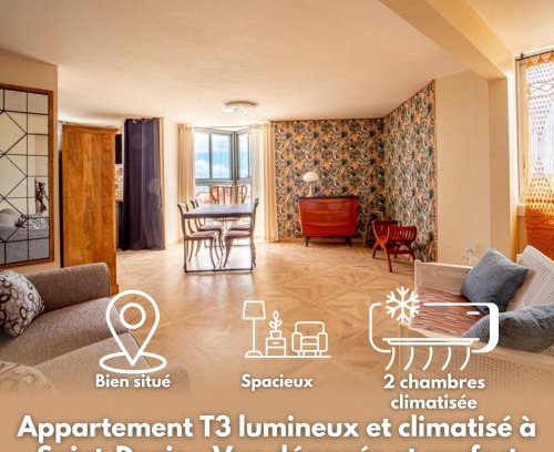 Saint-Denis Apartment | L'Anaxa, rénové, 2 chambres climatisées, centrale