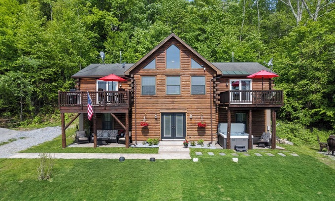 Diamond Point Cabin | Lake George and mountain views on 52 acres+private pond! Right in Bolton Landing