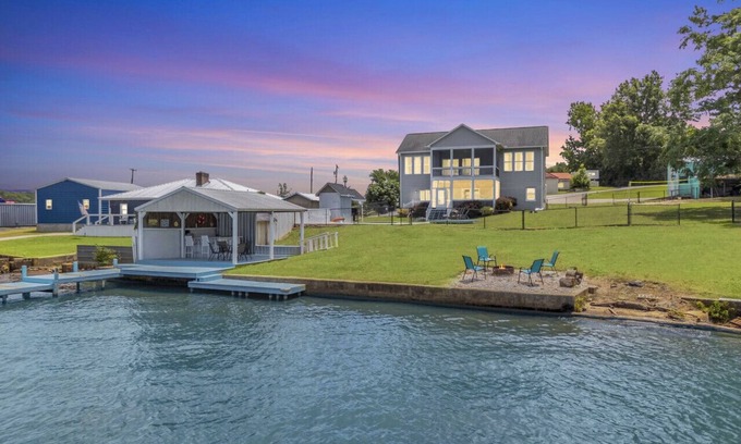 Waterloo House | Lakefront Getaway | Dock, Pool, Sunset, Games