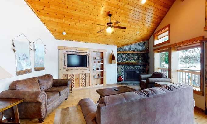 Bass Lake House | Lakefront home with private dock, 3 decks overlooking the lake & pool table