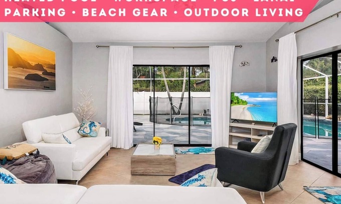 East Naples House | Larg heated pool, 3 bdrm, 2 bath, fast wi-fi, ps3, 4 smart TVs, large lanai with 2 covered areas.