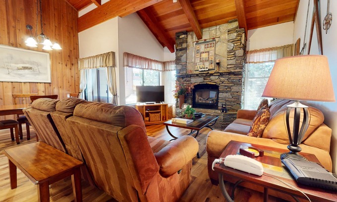Mammoth Lakes Condo | Large Condo, Rustic Décor & Private Balcony. Right Across from The Village