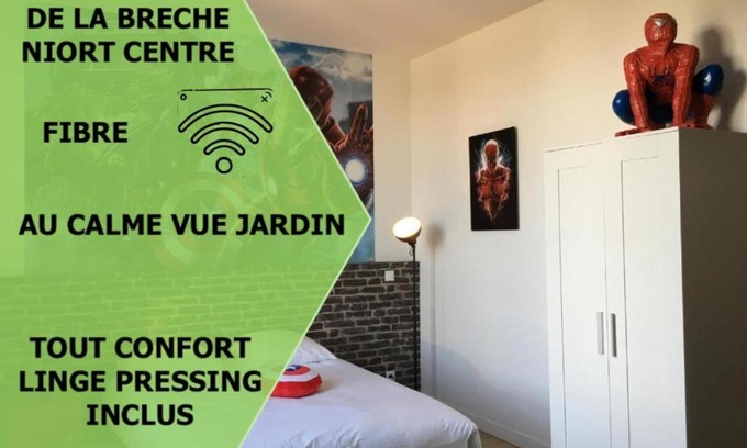 Centre Ville Apartment | Le Marvel centre la Brèche wifi vue jardin