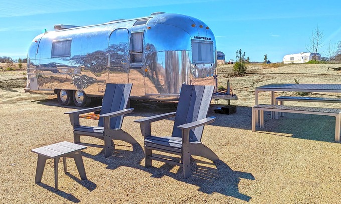 Paso Robles RV Rental | Led Zeppelin Trailer - Led Zeppelin themed Airstream On Vineyard