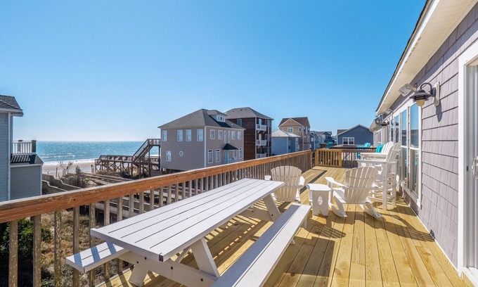 North Topsail Beach House | LegaSea | Private Beach Access, Pool + Hot Tub!