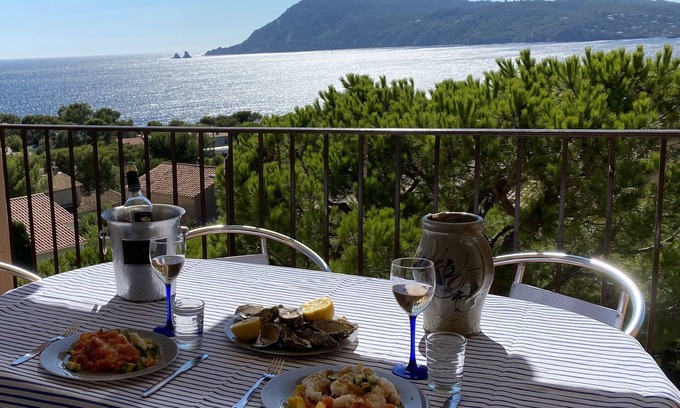 Saint-Mandrier-sur-Mer Apartment | [Les 2 frères] Panoramic sea view + solarium + pools + air conditioning