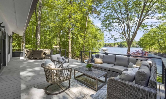 Mooresville Villa | Living the Dream: Luxurious Lakeside Home with New Private Pool and Poolhouse