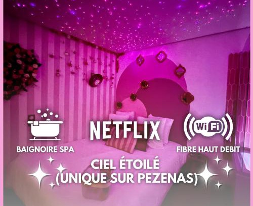 Pezenas Apartment | LOVE Room - Balnéo - Ciel Etoilé - Free Wifi - Netflix - Hyper Centre