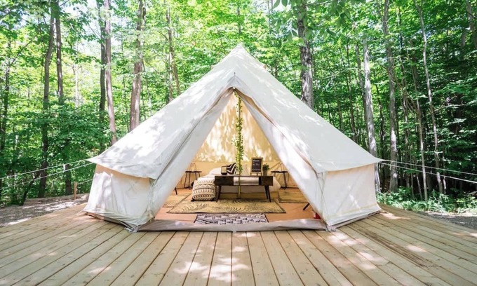 Miller Lake House | Luxe “Palm” Glamping Tent | Close to Grotto