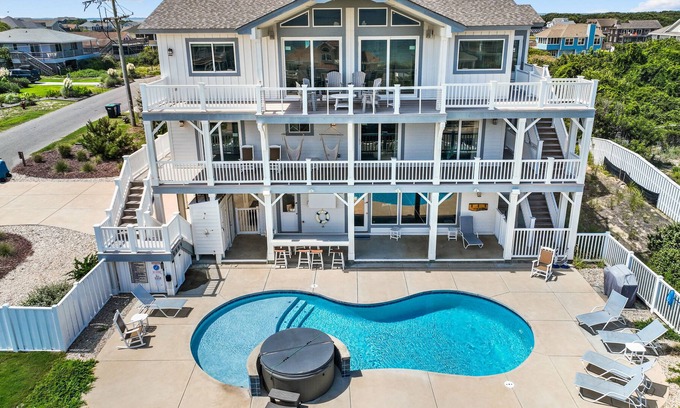 Carolina Dunes House | Luxurious home steps from beach with pool, hot tub, game room & fireplace