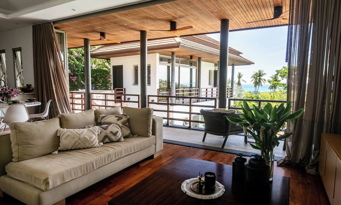 Na Thon Villa | Luxury 3-Bedroom Villa with Sea and Mountain Views, Pool, Cinema, and Gym!
