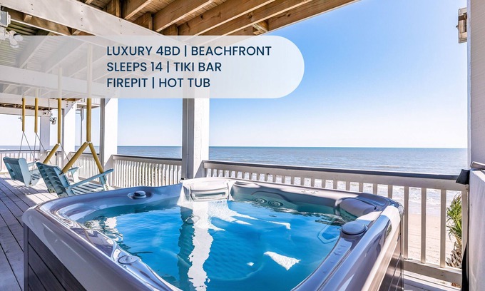 Port Bolivar House | Luxury | Beachfront | Hot Tub | Firepit & Tiki bar