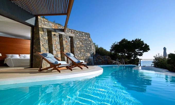 Agios Nikolaos Villa | Luxury Crete Villa | Villa Daphne | Private Pool | Ocean Front | 1 BDR |.
