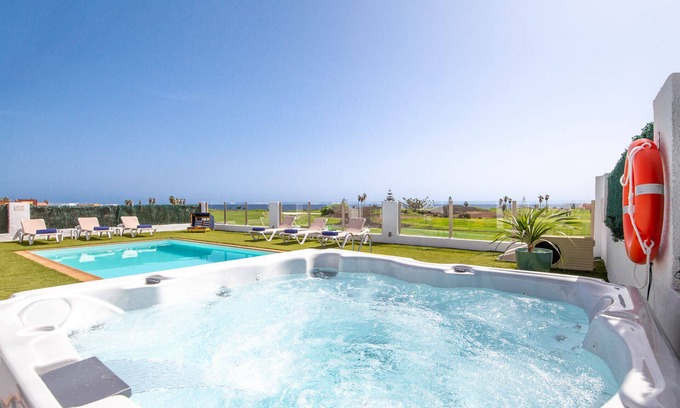 Costa de Antigua Villa | Luxury Family Villa, Jacuzzi, Oceanfront, Heated Pool, Playground, A/C
