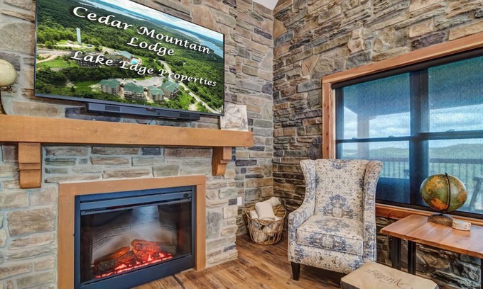 Indian Point Cabin | Luxury Lodge for 18, next to SDC, lake views, Indoor/Outdoor pools & splash pads