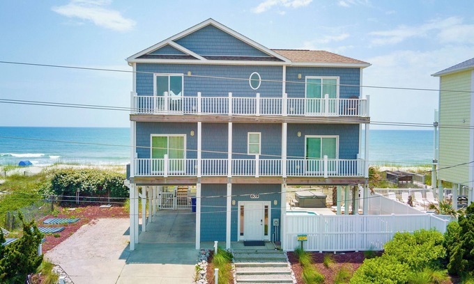 Emerald Isle House | Luxury Oceanfront Home: Private Pool, Elevator Access, Game Room & More!