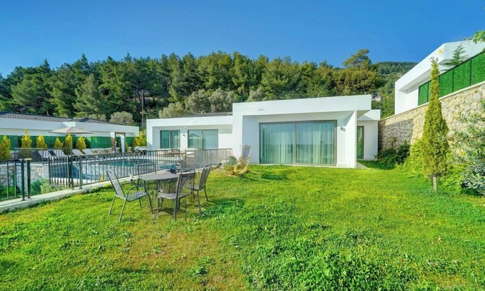 Kas Ski Chalet | Luxury sea view hillside villa with a pool, indoor jacuzzi.