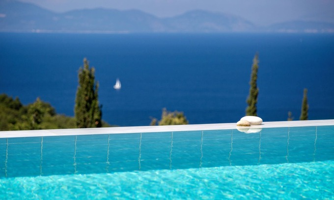 Fiskardo Villa | Luxury Villa with Heated Infinity Pool, Spectacular Sea Views, Great Location