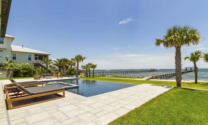 Ono Island Villa | Luxury Waterfront Home, Private Beach, Infinity Pool, Hot Tub, 4 Beds, 3.5 Bath
