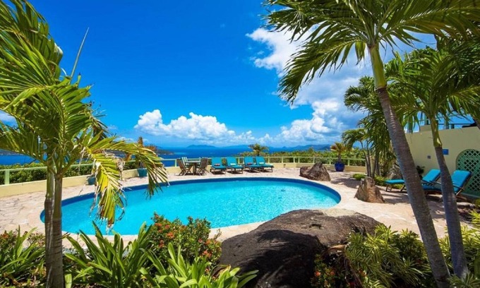 Peterborg Villa | Magens Hideaway ~ 5BR w/Heated Pool Magens Bay & BVI Views Sleeps 12