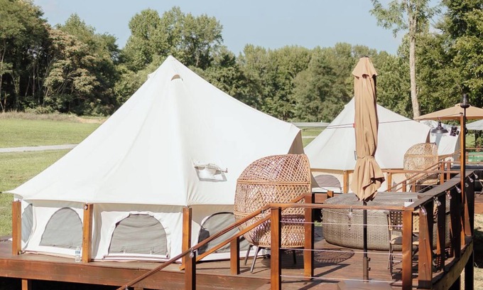 Silver Point Cabin | Marigold: Luxury Glamping Pool & Hot Tub & A/C
