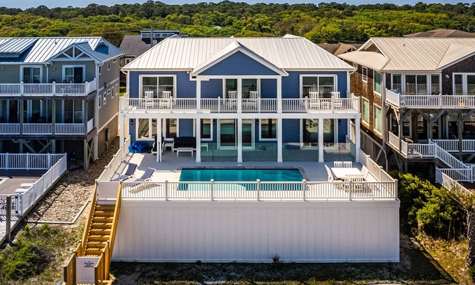 Kure Beach House | Mariposa Retreat: 7BR, 7.5BA, sleeps 18 - oceanfront with private pool!