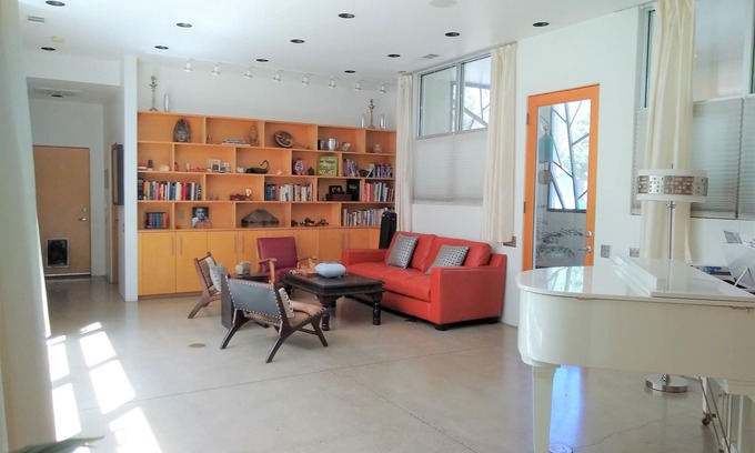 Huning Castle House | Modern home in historic downtown ABQ - Rooftop with Hot Tub and Lounge Area