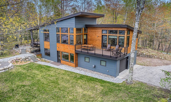 Manistee House | Modern Luxury Home with Private Lk MI Frontage