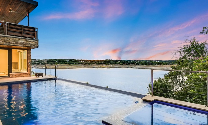 Buffalo Gap House | Modern Midcentury Lakefront with pool, hot tub, & private boat dock/Boat rentals
