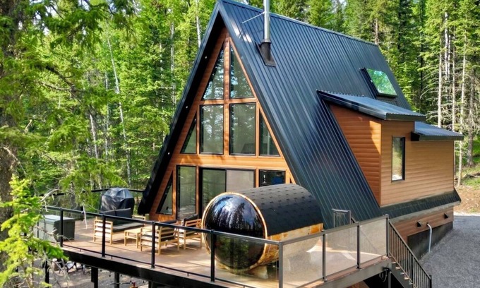 Nordegg Cabin | Modern Rustic A-Frame Cabin with Barrel Sauna