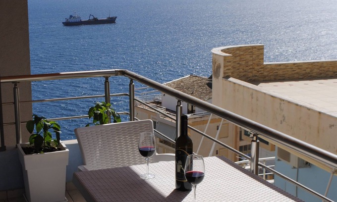 Sarande Apartment | Modern, stylish apt by the sea with large balcony, sea view, close to the center