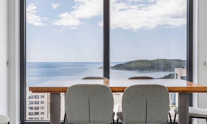 Becici Apartment | Modern Top Floor Sea View 3BR-Pool Spa Gym Luxury