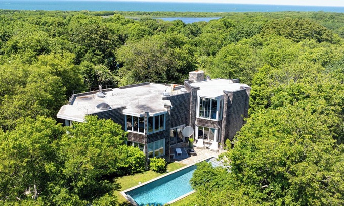 Montauk House | Modernist Montauk Home with Heated Pool, Close to Lake Montauk and Ditch.