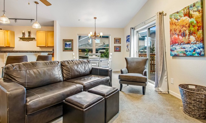 Wildernest Condo | Mountain home with private deck, mountain view, washer/dryer, and gas fireplace