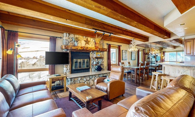 Crested Butte Condo | Mountain view condo with fireplace & W/D and access to shared hot tub