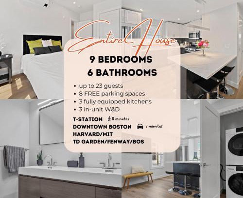 Ward Two House | NEW 9BR6Bth Parking MIT Harvard Boston Walk to T