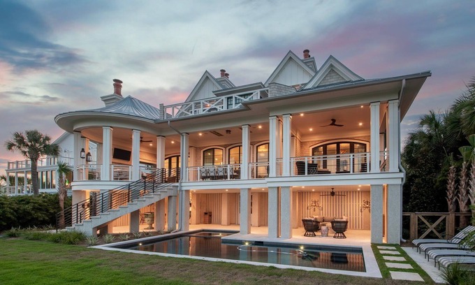 Isle of Palms House | New Listing! Ask about discounts! 3900 Palm Blvd. Oceanfront 5 bd, pool/hot tub, elevator