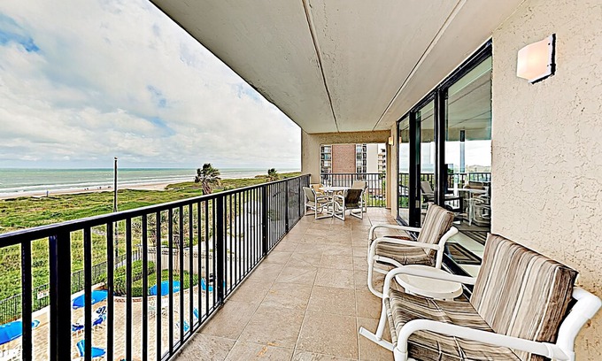 South Padre Island Condo | New Listing! Gulf-View Corner Unit 410 w/ Private Balcony & Luxe Amenities