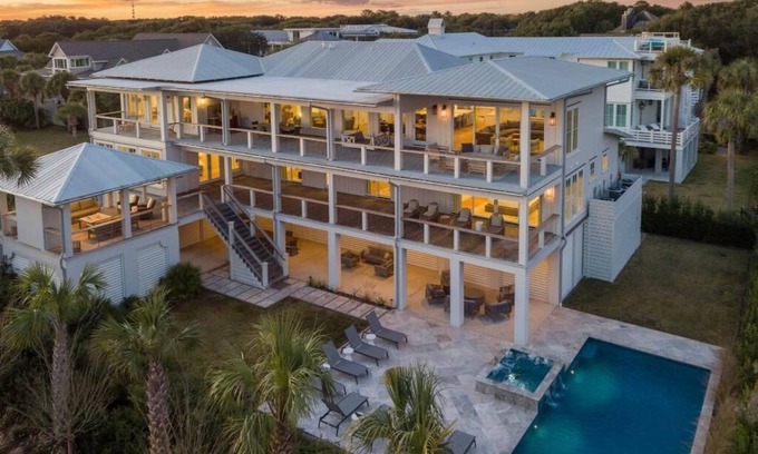 Isle of Palms House | New Luxury Home with Oceanfront-like Views! HUGE 6400sqft! 6BD, POOL,Hot tub, Elevator