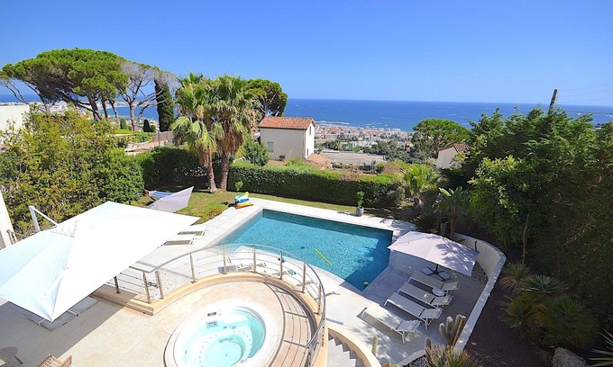 Golfe Juan Villa | NEW! Magnificent Villa with Panoramic Sea View/Pool/Jacuzzi/10 People