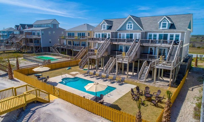 North Topsail Beach House | NEW Management in 2025! Oceanfront triplex with pool & private beach access