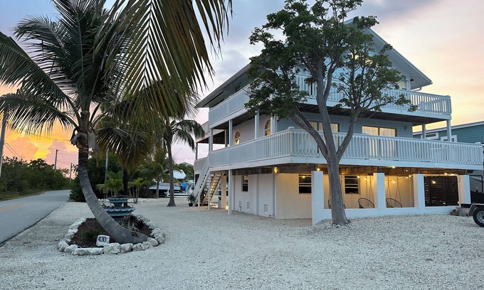 Little Torch Key House | New pool & Huge master suite! Open water views , 2 stories of wrap around decks