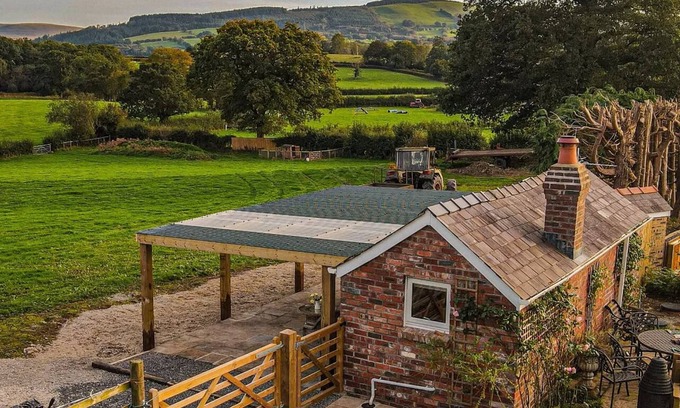 Gwynfe Cabin | NEW-private country cottage style cabin with spectacular views and HOT TUB